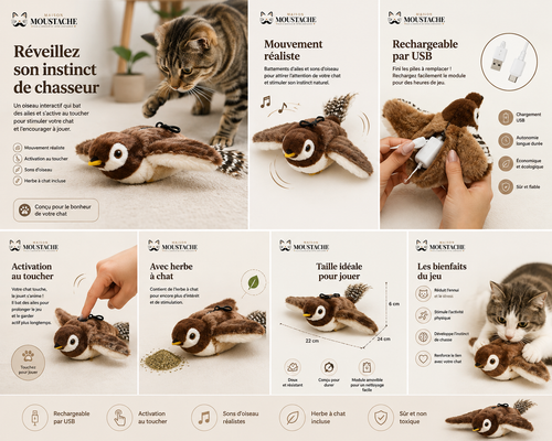 Oiseau Interactif Rechargeable pour Chat