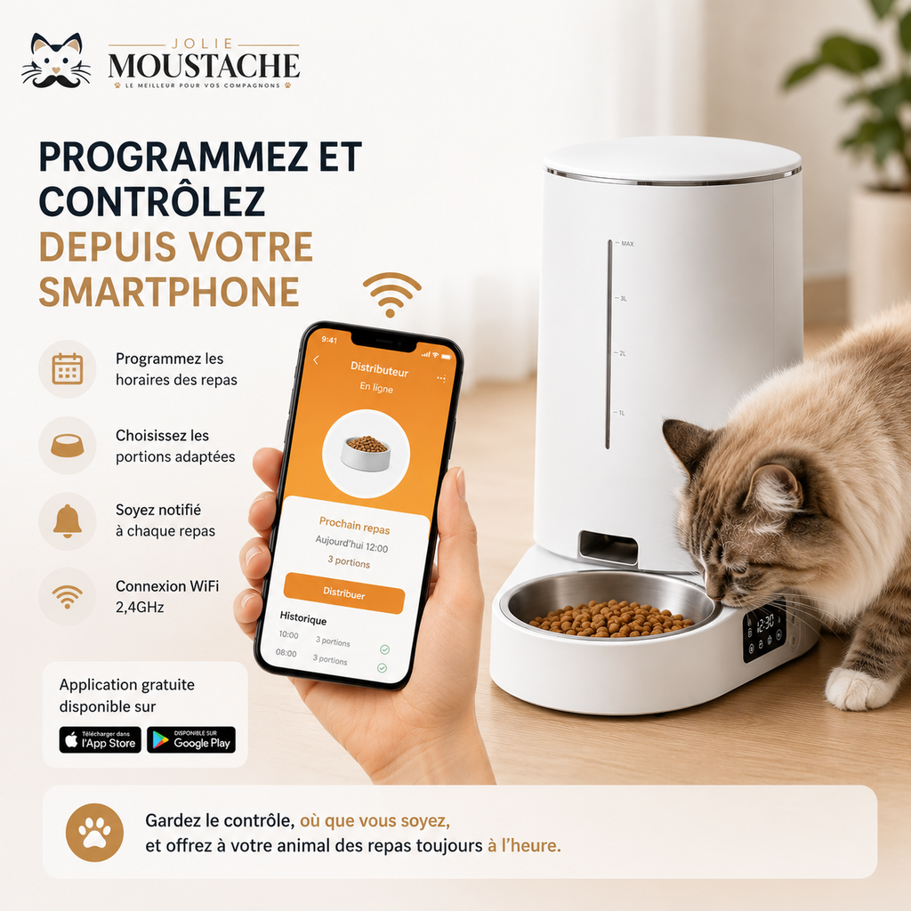 Distributeur Automatique de Croquettes Connecté WIFI - 4L